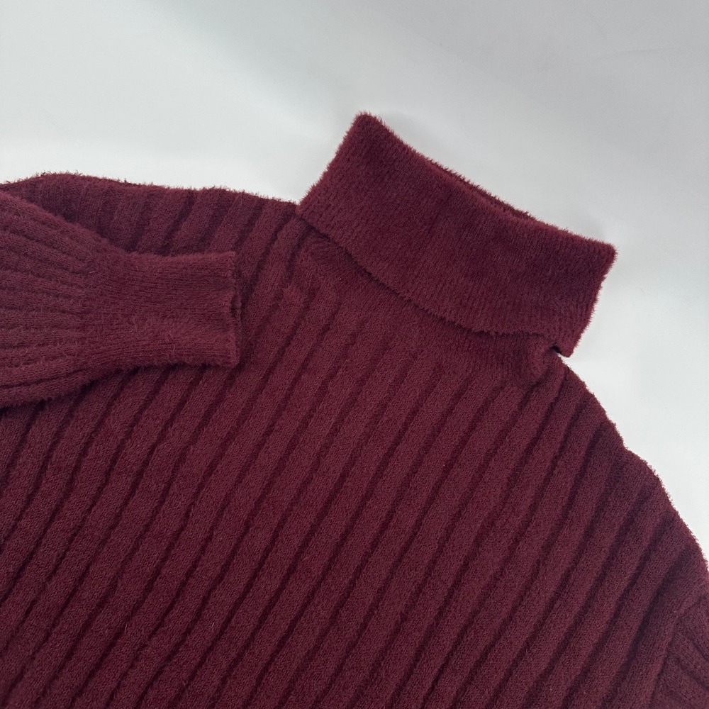 Arizona Jean Co. Burgundy Ribbed Knit‎ Turtleneck Crop Sweater women's Large
